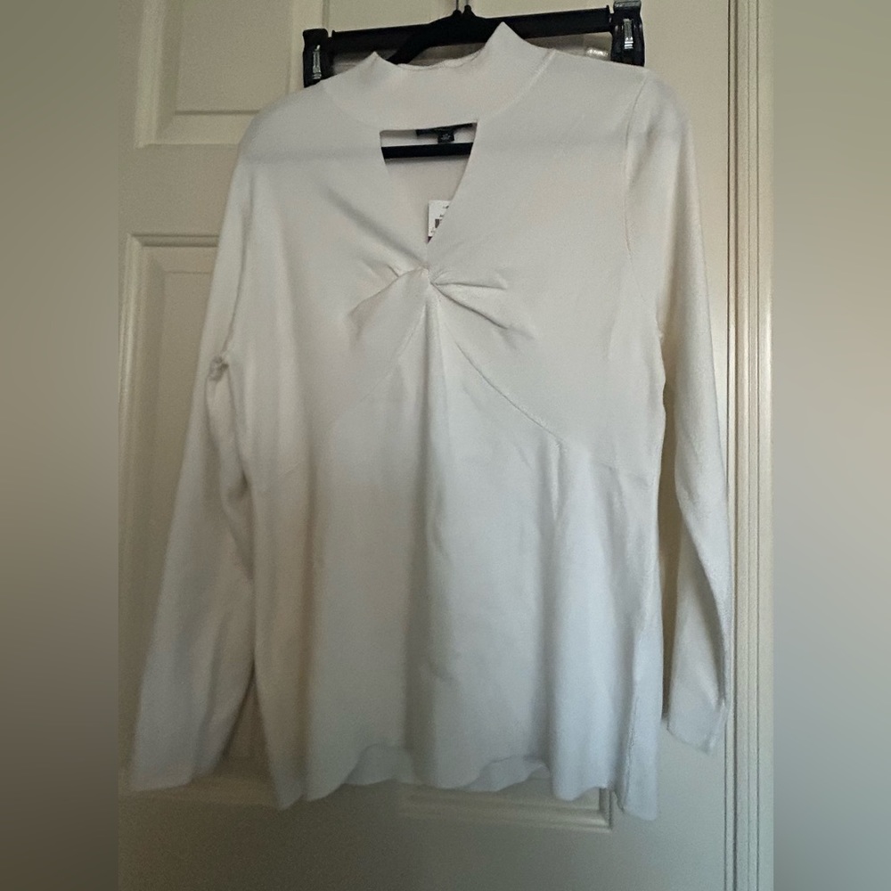 INC International Concepts White Knit Keyhole Sweater XXL NWT